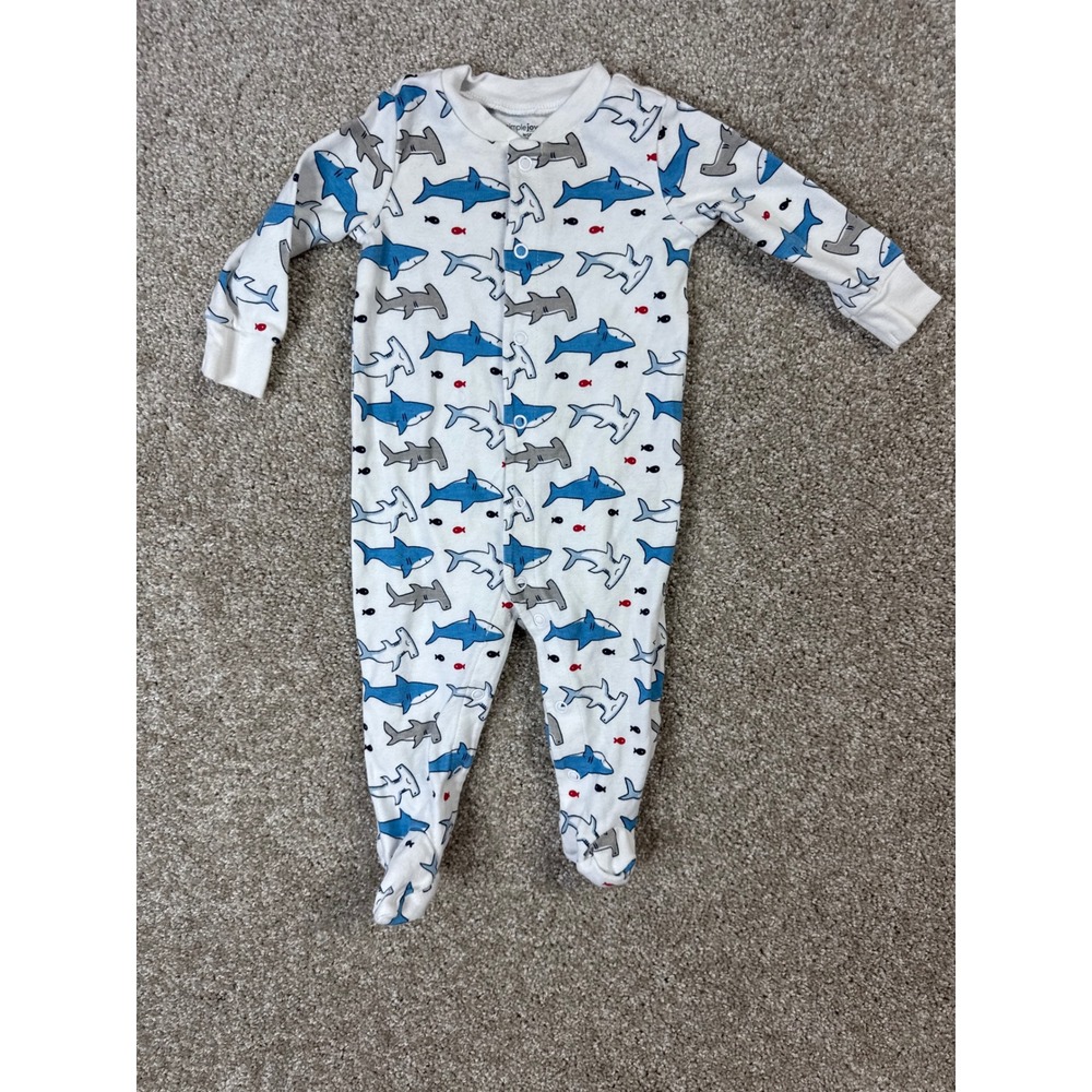 Simple Joys by Carters Baby Boy Shark Print Snap Front Footed Pajamas 3-6M